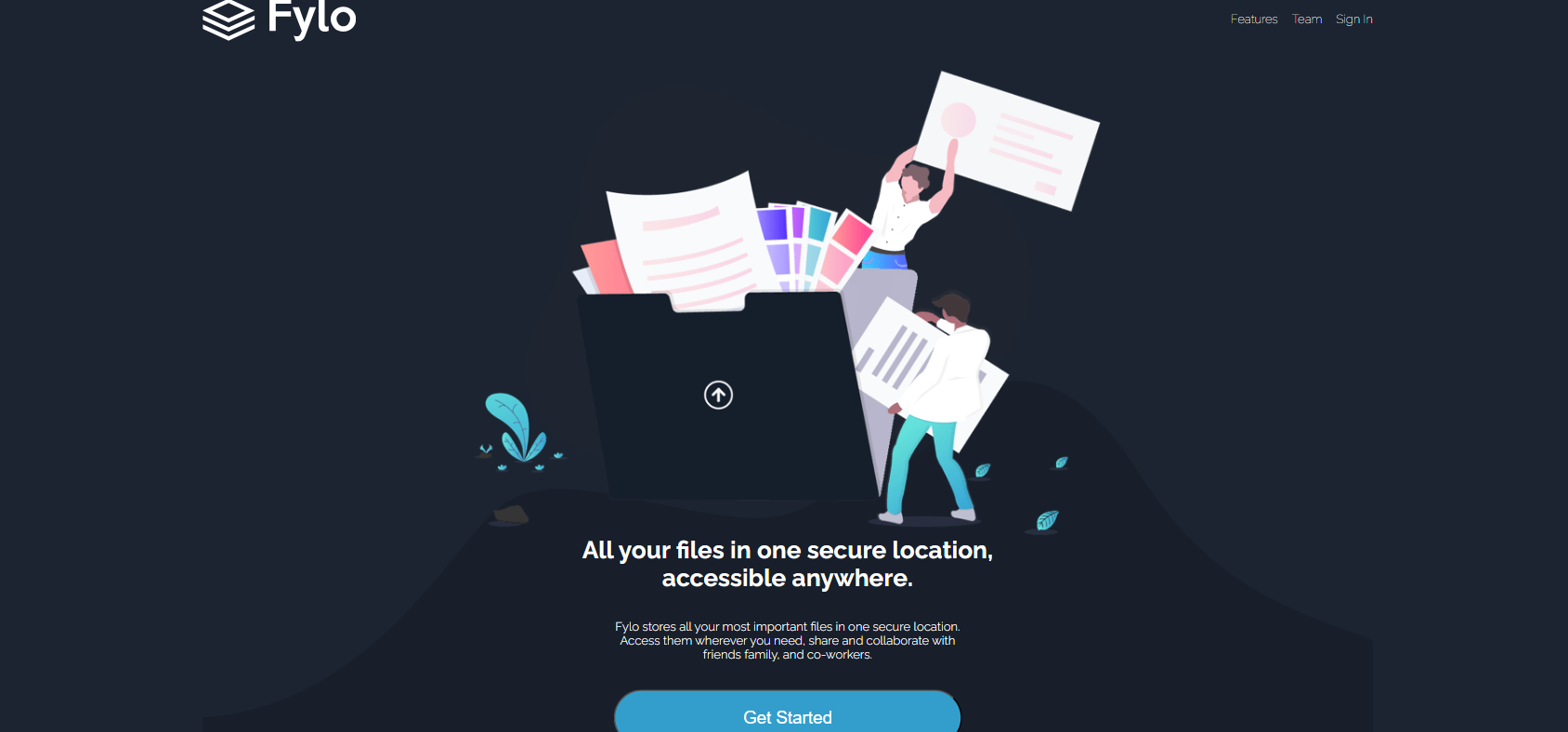 Fylo dark theme landing page preview